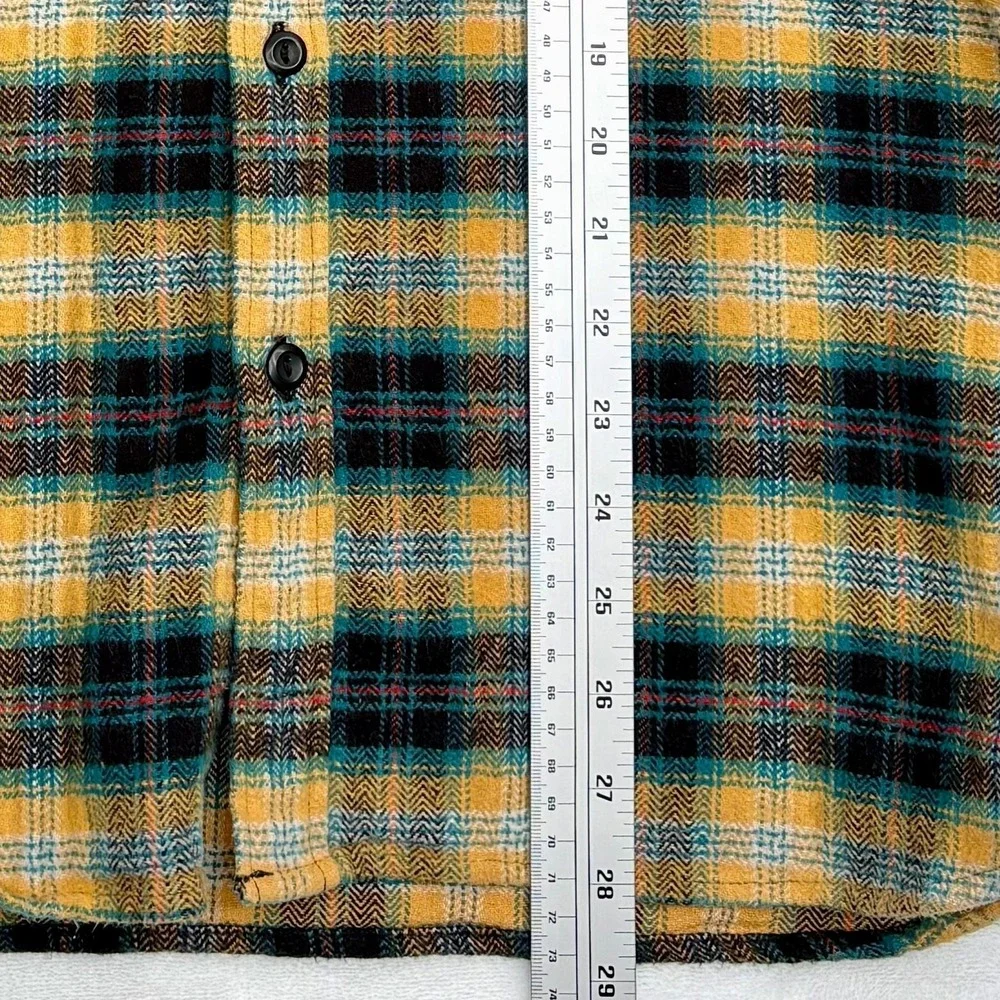 Levi's Relaxed‎ Fit Plaid Flannel Shirt Yellow Black Green Mens Medium Western